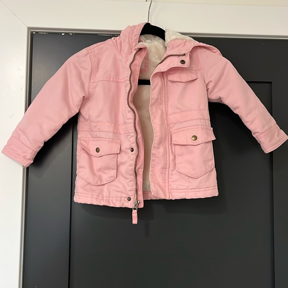 Cat & Jack light Pink Toddler Girl plush lined winter Jacket - size 3T